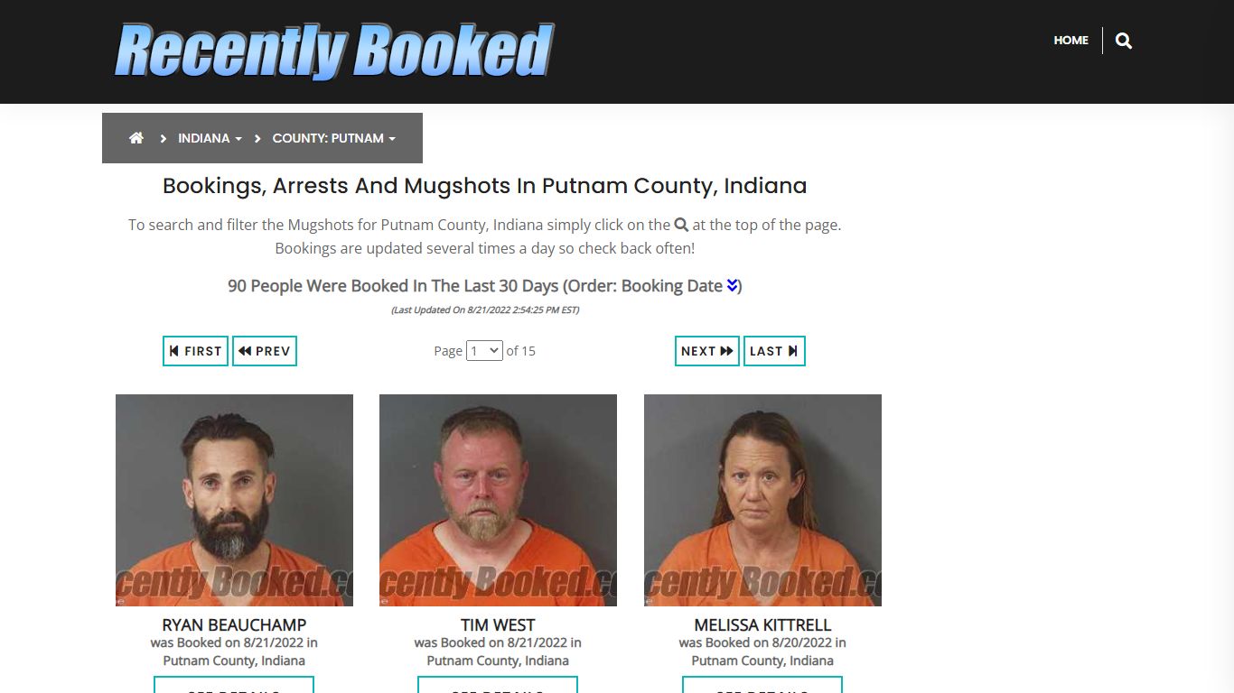 Recent bookings, Arrests, Mugshots in Putnam County, Indiana
