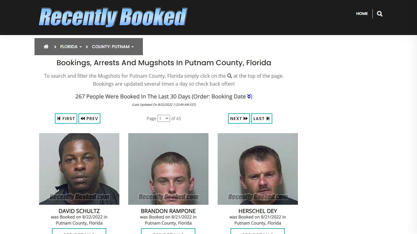 Recent bookings, Arrests, Mugshots in Putnam County, Florida